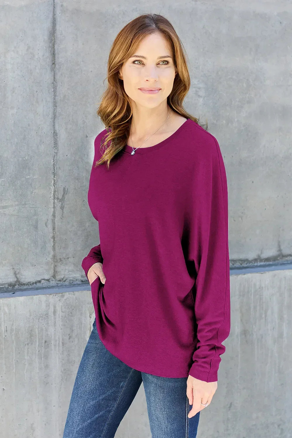 Basic Round Neck Long Sleeve T Shirt Top - Southern Shores Clothing