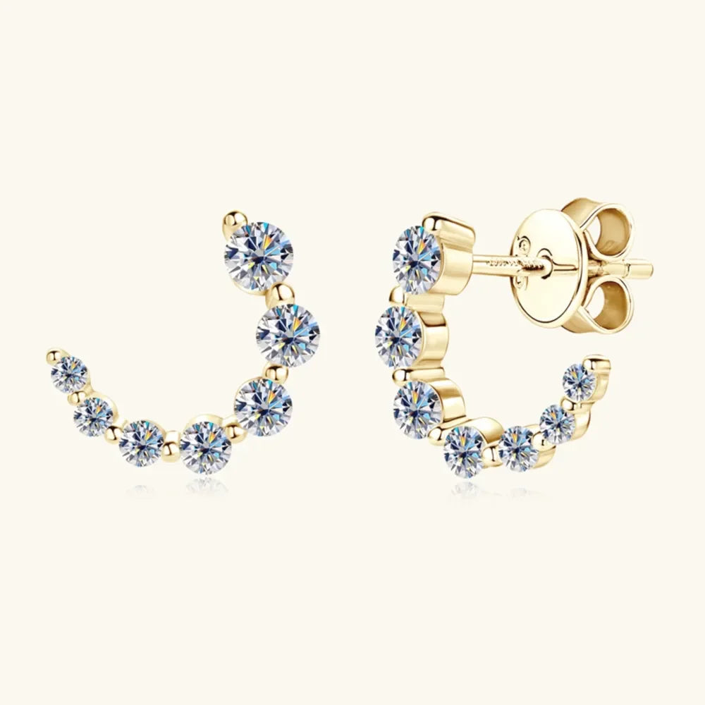 Sterling Silver Inlaid Moissanite Stud Earrings - Southern Shores Clothing
