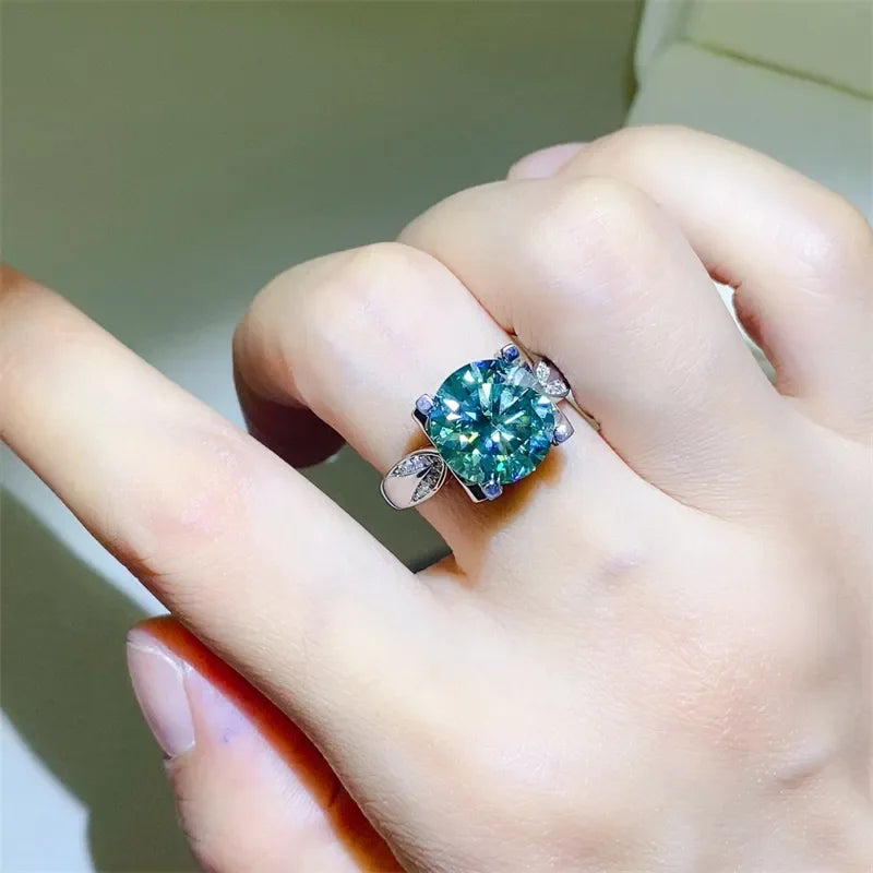 Moissanite Zircon Sterling Silver Ring With Coastal Flair - Southern Shores Clothing