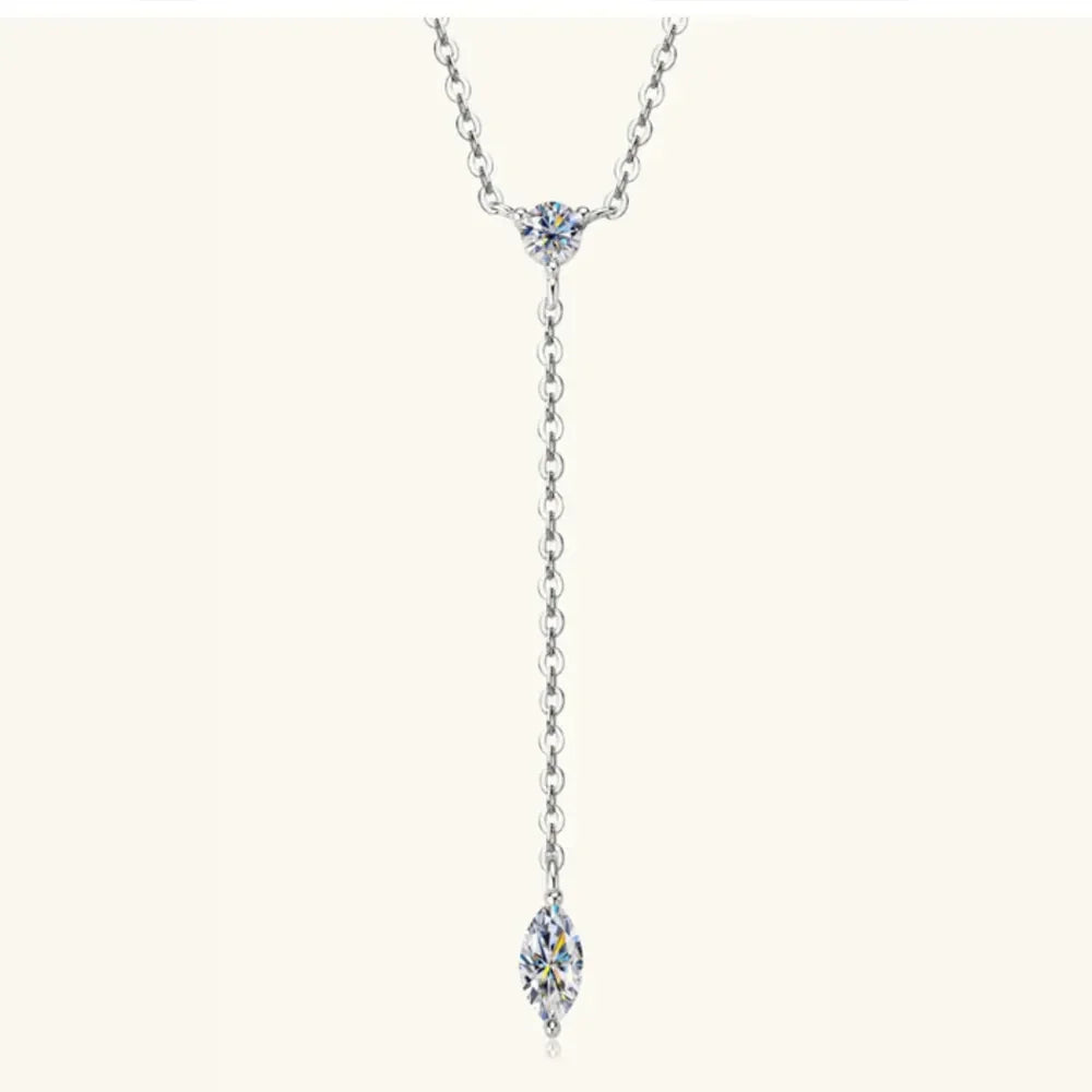 VVS1 Moissanite Y-Drop Necklace Gold-Plated Sterling Silver - Southern Shores Clothing