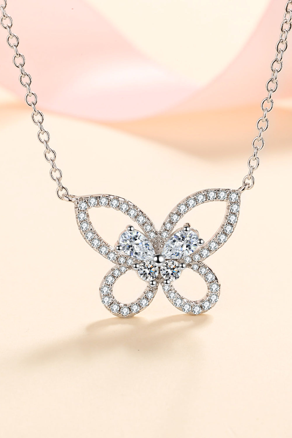 Southern Shores Moissanite Butterfly Sterling Silver Necklace