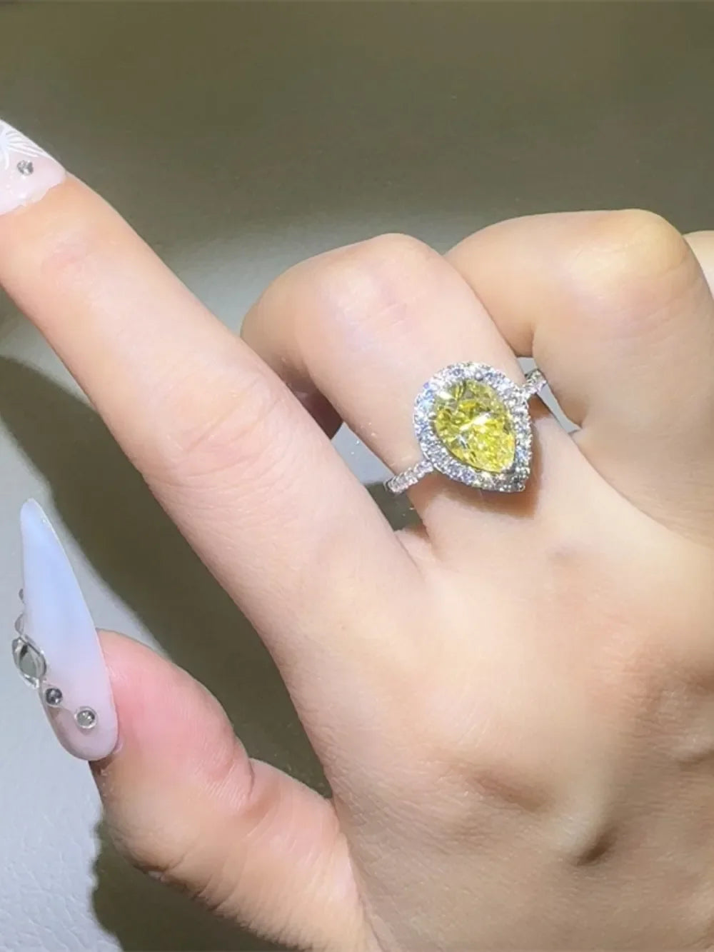 2 Carat Moissanite Teardrop Ring Platinum Plated - Southern Shores Clothing