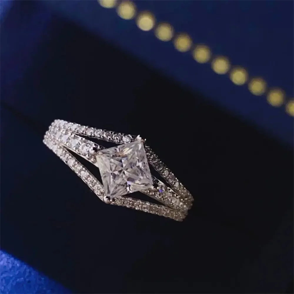 1 Carat Moissanite Platinum-Plated Sterling Silver Ring - Southern Shores Clothing