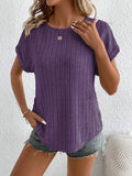 Plus Size Ribbed Texture Short Sleeve T-Shirt - Southern Shores Clothing