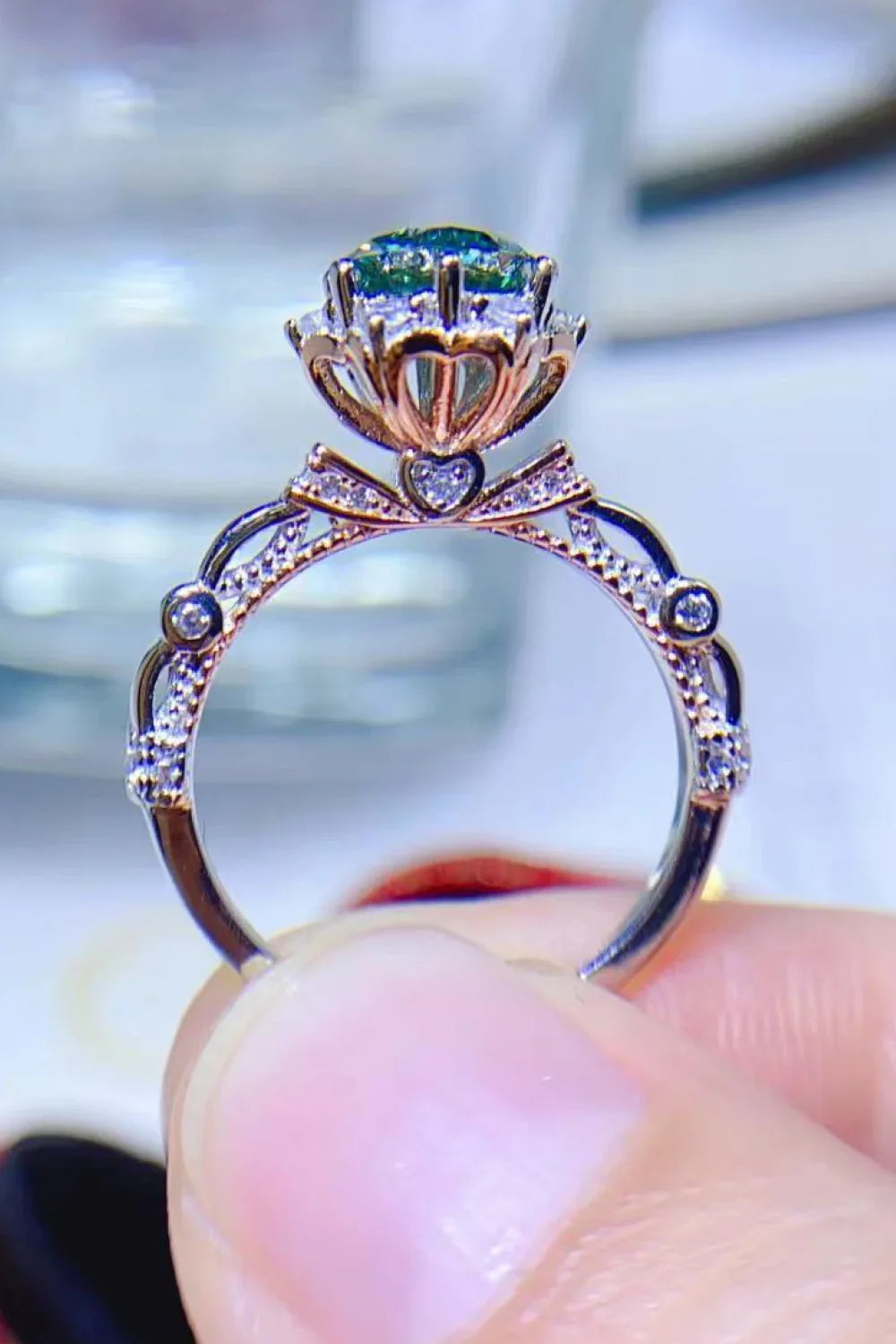 Moissanite Sterling Silver Ring With Zircon Accents - Southern Shores Clothing