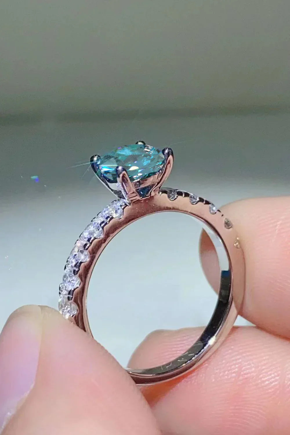 1 Carat Moissanite Side Stone Ring Sterling Silver - Southern Shores Clothing