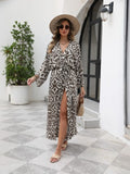 Geometric Print Surplice Swimwear Cover Up Dress One Size - Southern Shores Clothing