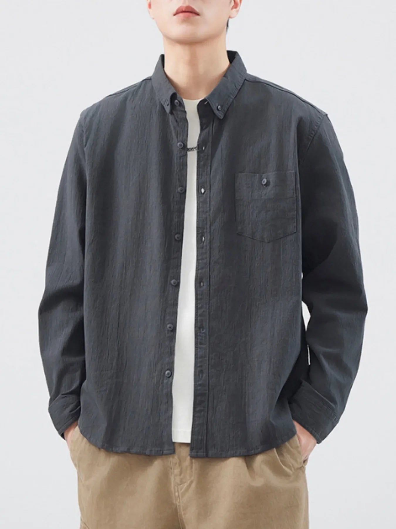 Plus Size Cotton Button-Up Shirt, Oversized Fit - Southern Shores Clothing