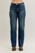 High Waisted Straight Leg Plus Size Stretch Denim Jeans - Southern Shores Clothing