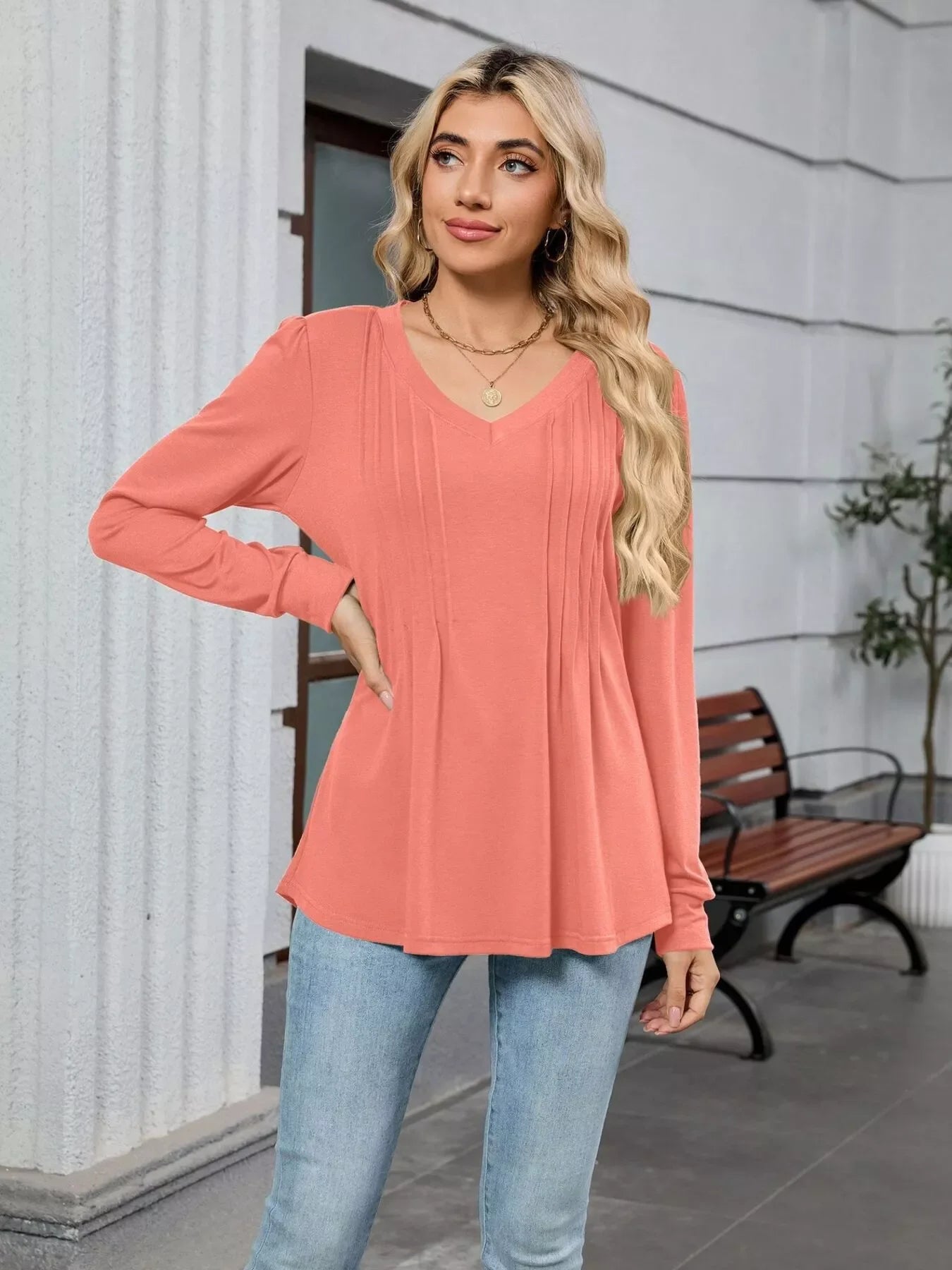 V-Neck Long Sleeve Relaxed Fit T-Shirt - Southern Shores Clothing