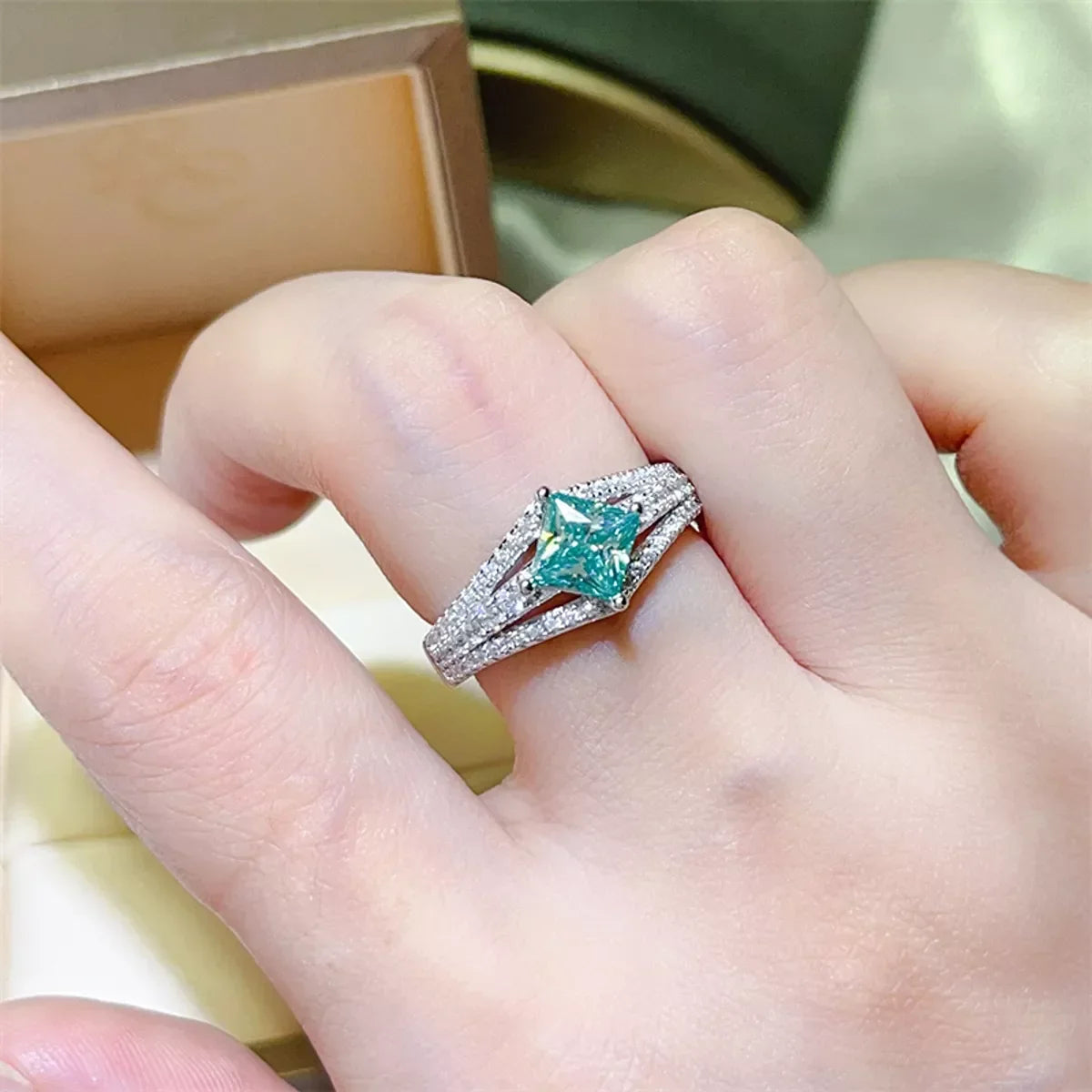 1 Carat Moissanite Sterling Silver Ring With Pave Accents - Southern Shores Clothing