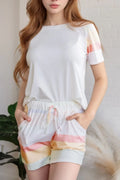 Striped Round Neck T Shirt And Shorts Lounge Set - Southern Shores Clothing