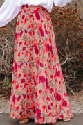 Printed Elastic Waist Pleated Maxi Skirt - Southern Shores Clothing