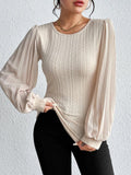 Southern Shores Clothing Solid Round Neck Long Sleeve Polyester Blouse With Ruched Detail For Comfortable Style - Southern Shores Clothing