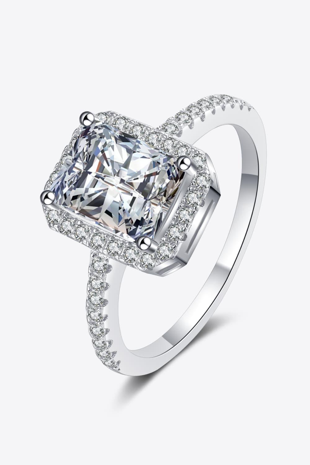 2 Carat Moissanite Halo Ring In Sterling Silver - Southern Shores Clothing
