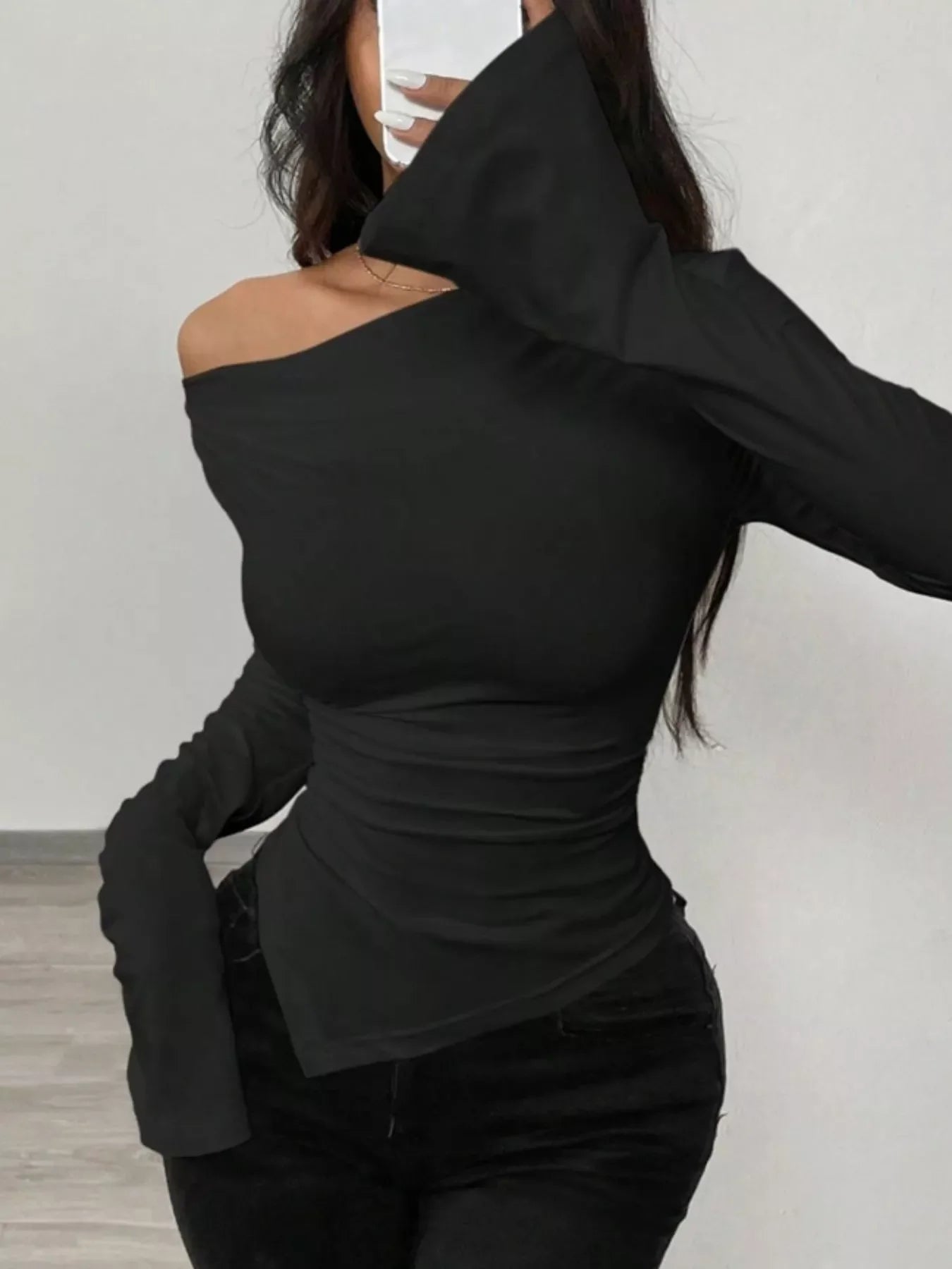 Asymmetrical Long Sleeve Fitted T-Shirt - Southern Shores Clothing