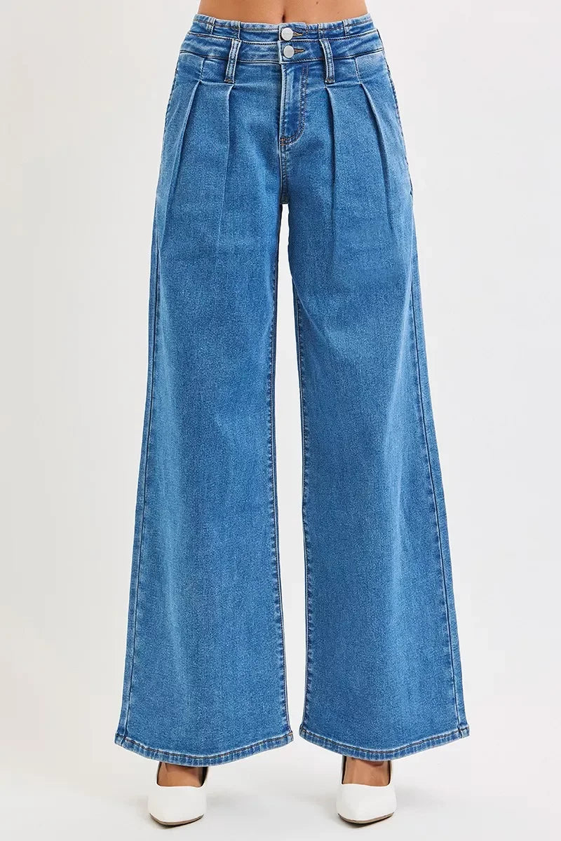 Plus Size Mid Rise Wide Leg Denim Jeans Classic - Southern Shores Clothing