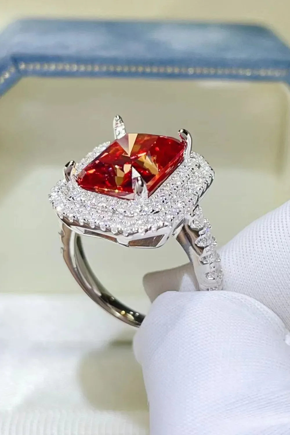 2 Carat Moissanite Halo Ring Sterling Silver - Southern Shores Clothing