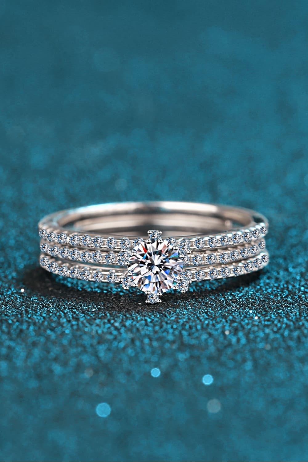 Moissanite Sterling Silver Ring Set With Pave Zircon - Southern Shores Clothing