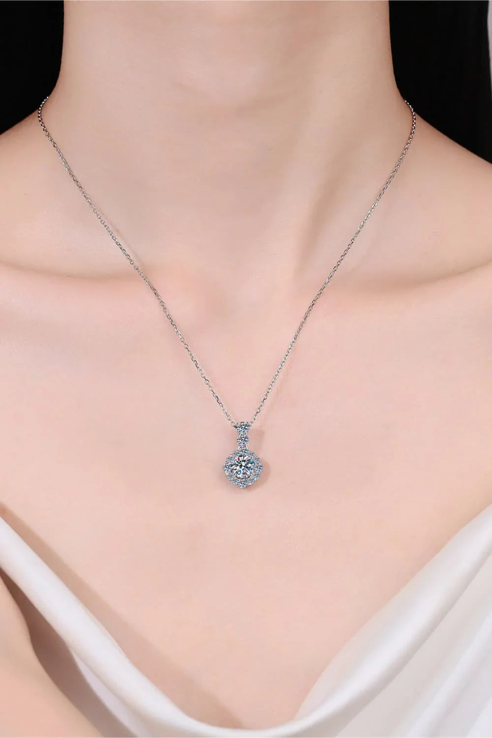 1 Carat Moissanite Sterling Silver Necklace - Southern Shores Clothing