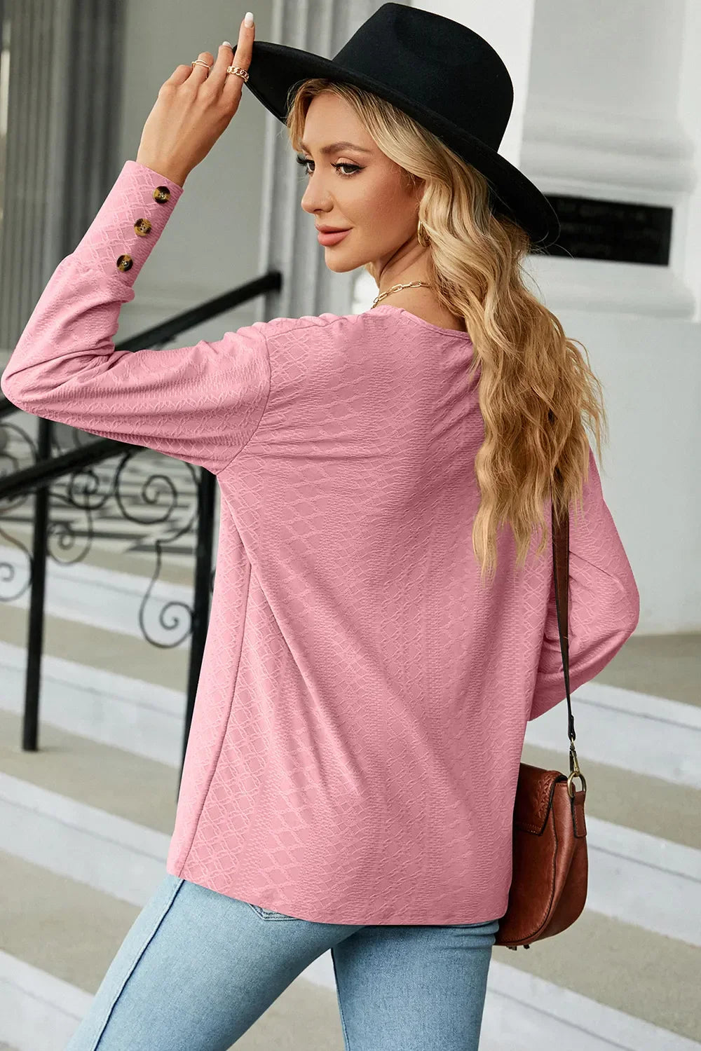 V-Neck Lantern Sleeve T-Shirt - Southern Shores Clothing