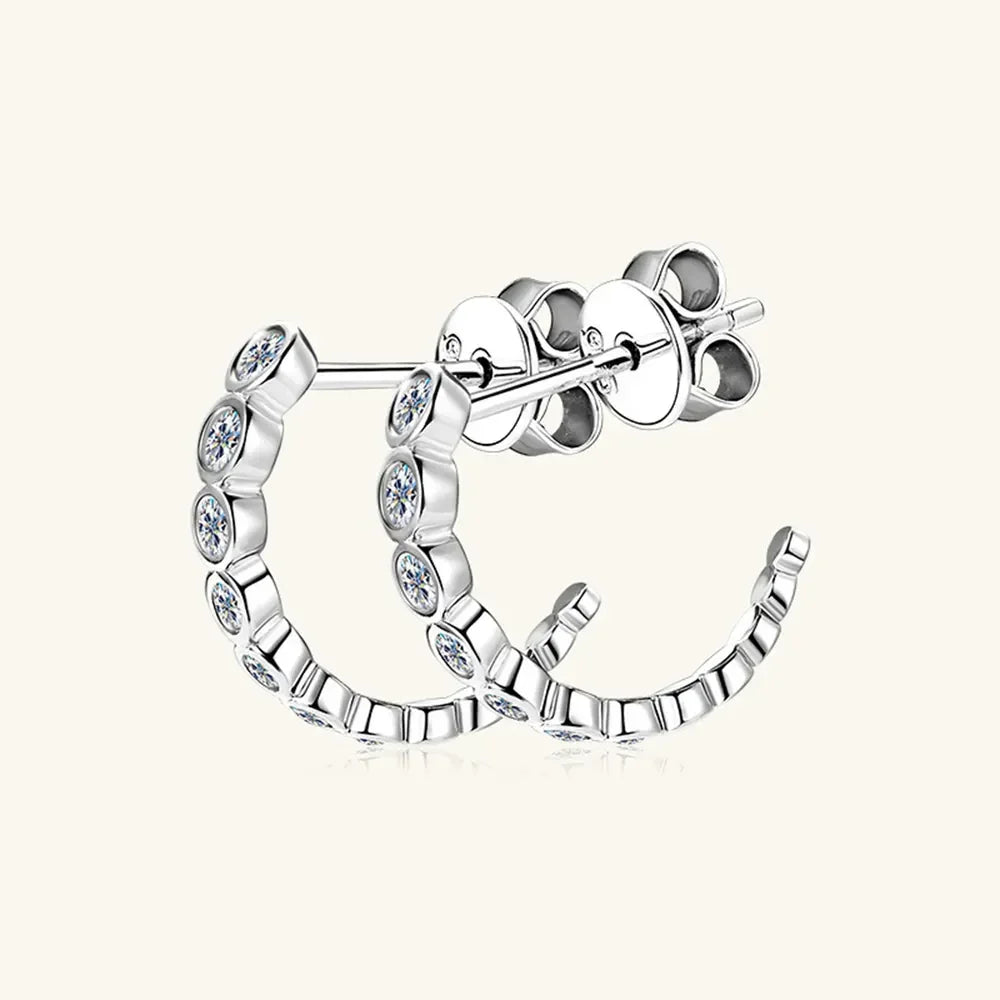 Moissanite Inlaid Sterling Silver Hoop Earrings - Southern Shores Clothing