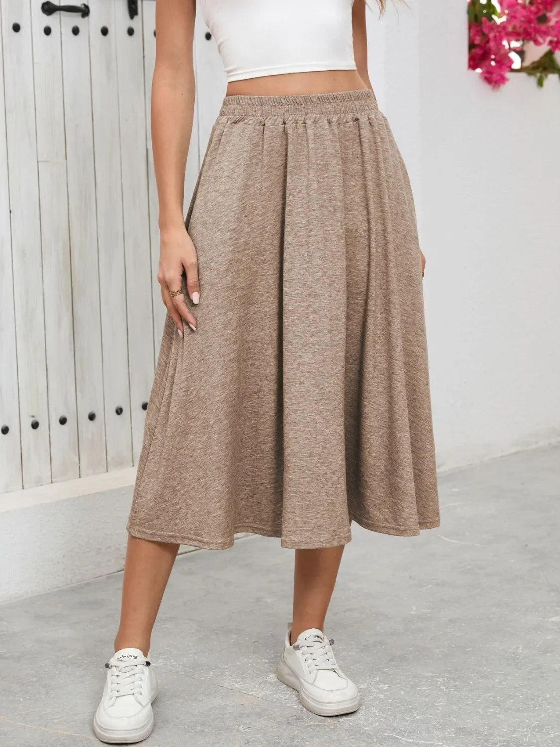 Relaxed Fit Elastic Waist Skirt With Pockets - Southern Shores Clothing