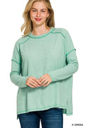 Melange Hacci Exposed Seam Hi Low Tee Plus Size - Southern Shores Clothing