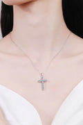 Sterling Silver Moissanite Cross Pendant Necklace