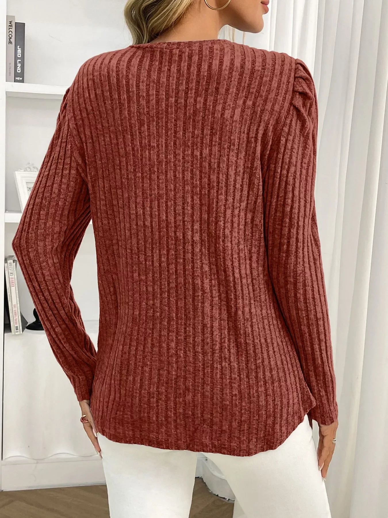 Round Neck Puff Sleeve T-Shirt - Southern Shores Clothing