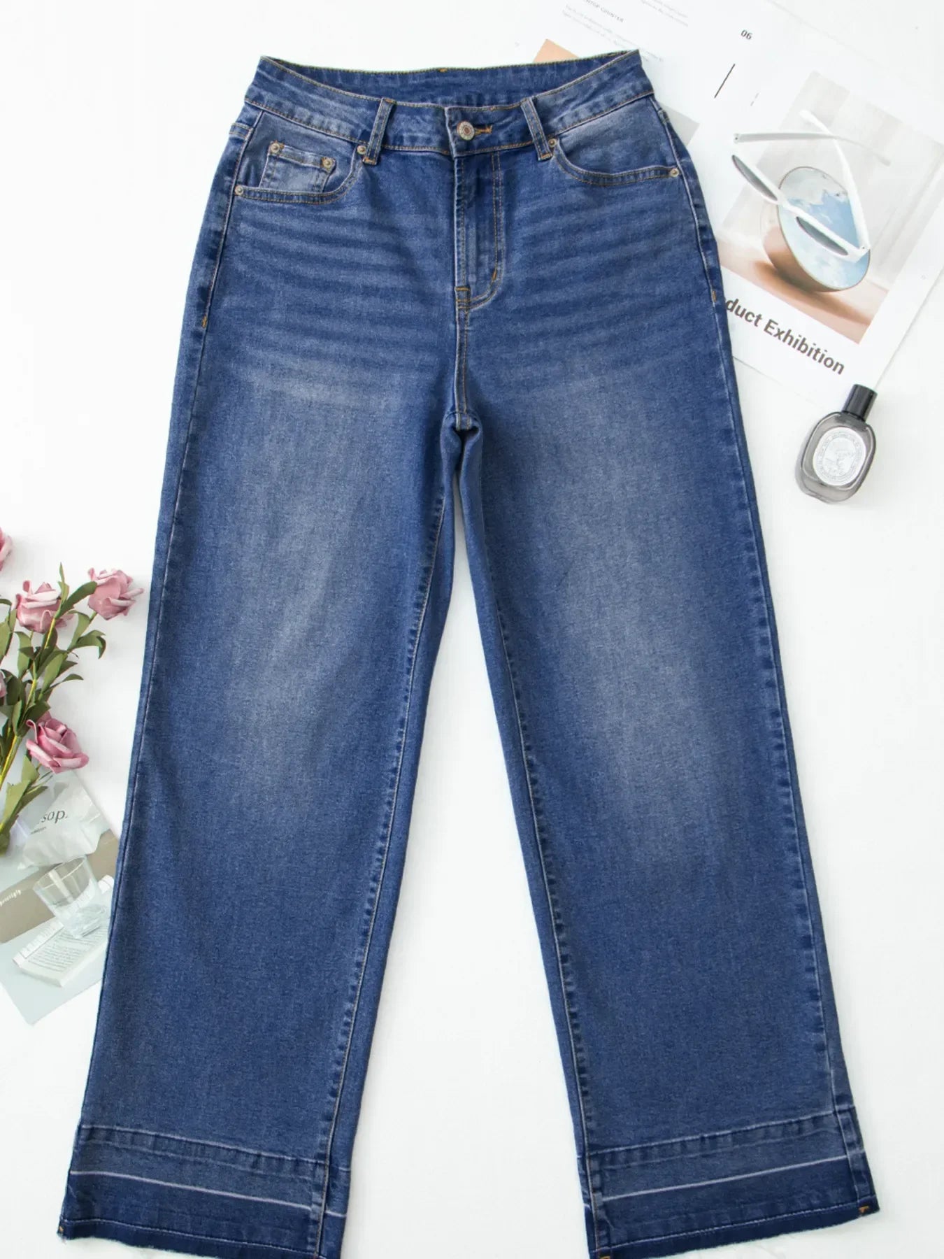 Coastal High Rise Loose Jeans With Raw Hem And Unique Cuffs - Southern Shores Clothing