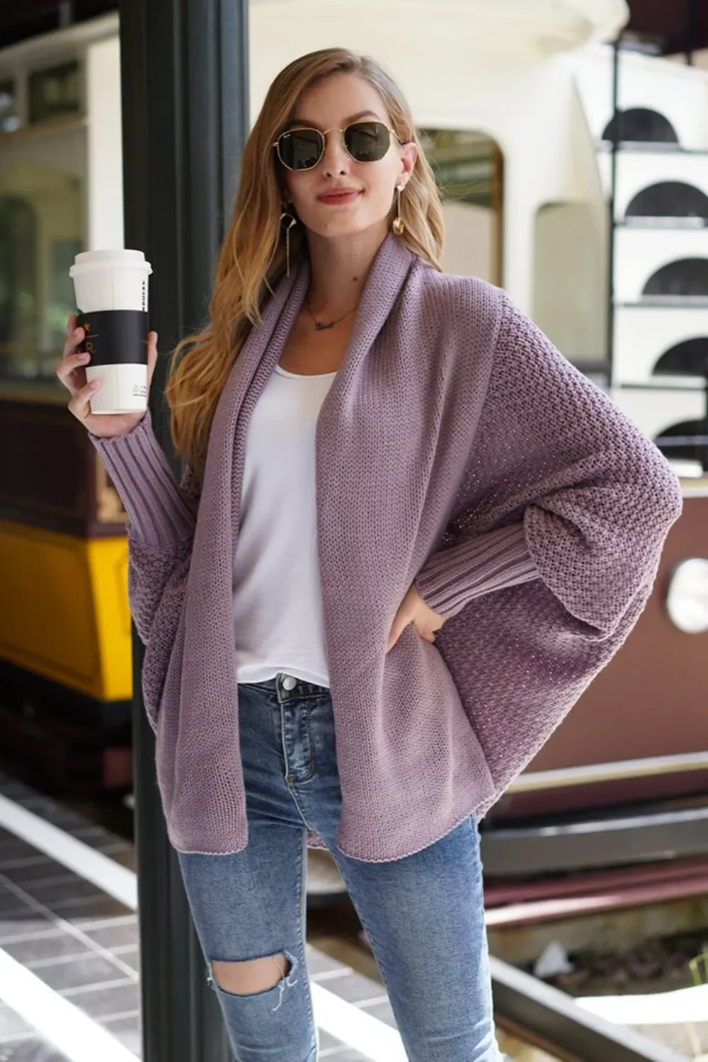 Open Front Batwing Sleeve Cardigan Lightweight - Southern Shores Clothing