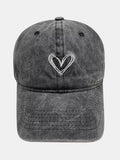 Washed Heart Embroidered Baseball Cap One Size - Southern Shores Clothing