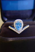 1 Carat Pear Moissanite Heart Ring In Sterling Silver - Southern Shores Clothing