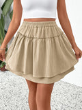 Casual Elastic Waist Layered Skirt With Frills - Southern Shores Clothing