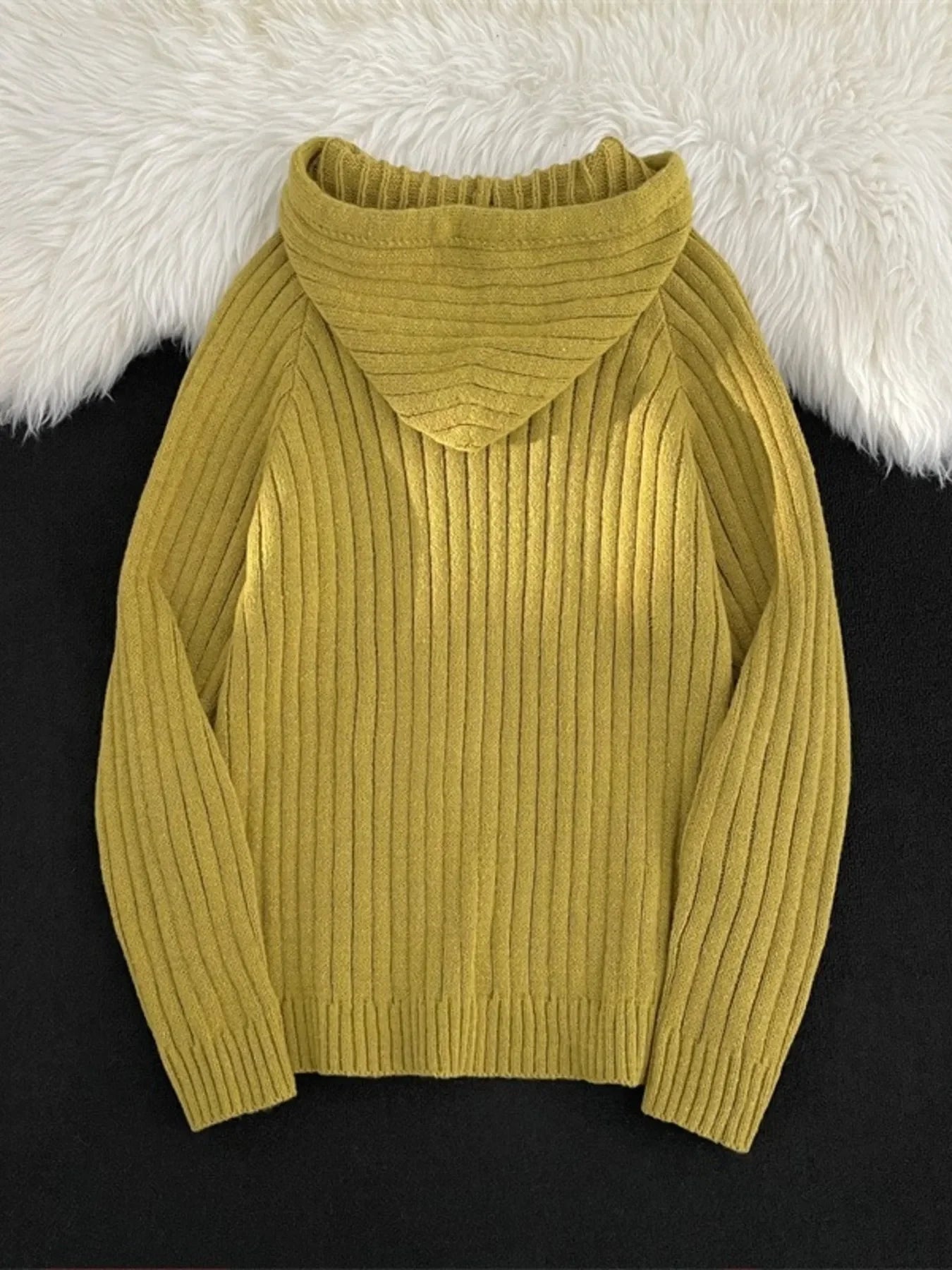 Cozy Ribbed Knit Hooded Sweater With Pocket - Southern Shores Clothing