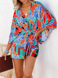 Oversized Tied-Back Printed Floral Romper
