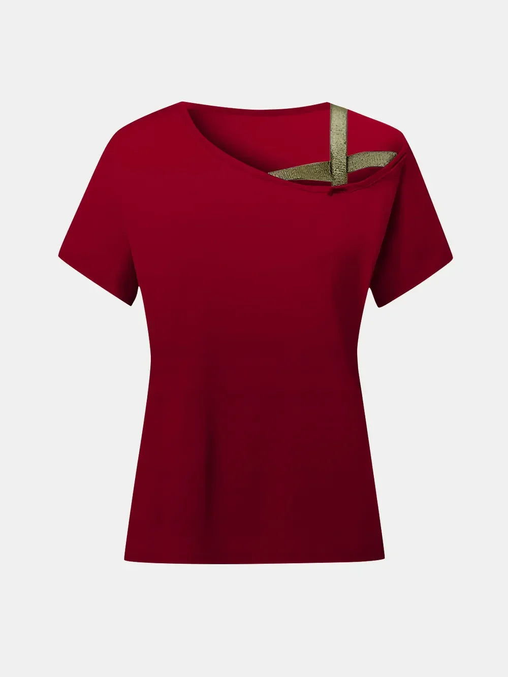 Asymmetrical Neck Short Sleeve T-Shirt - Southern Shores Clothing