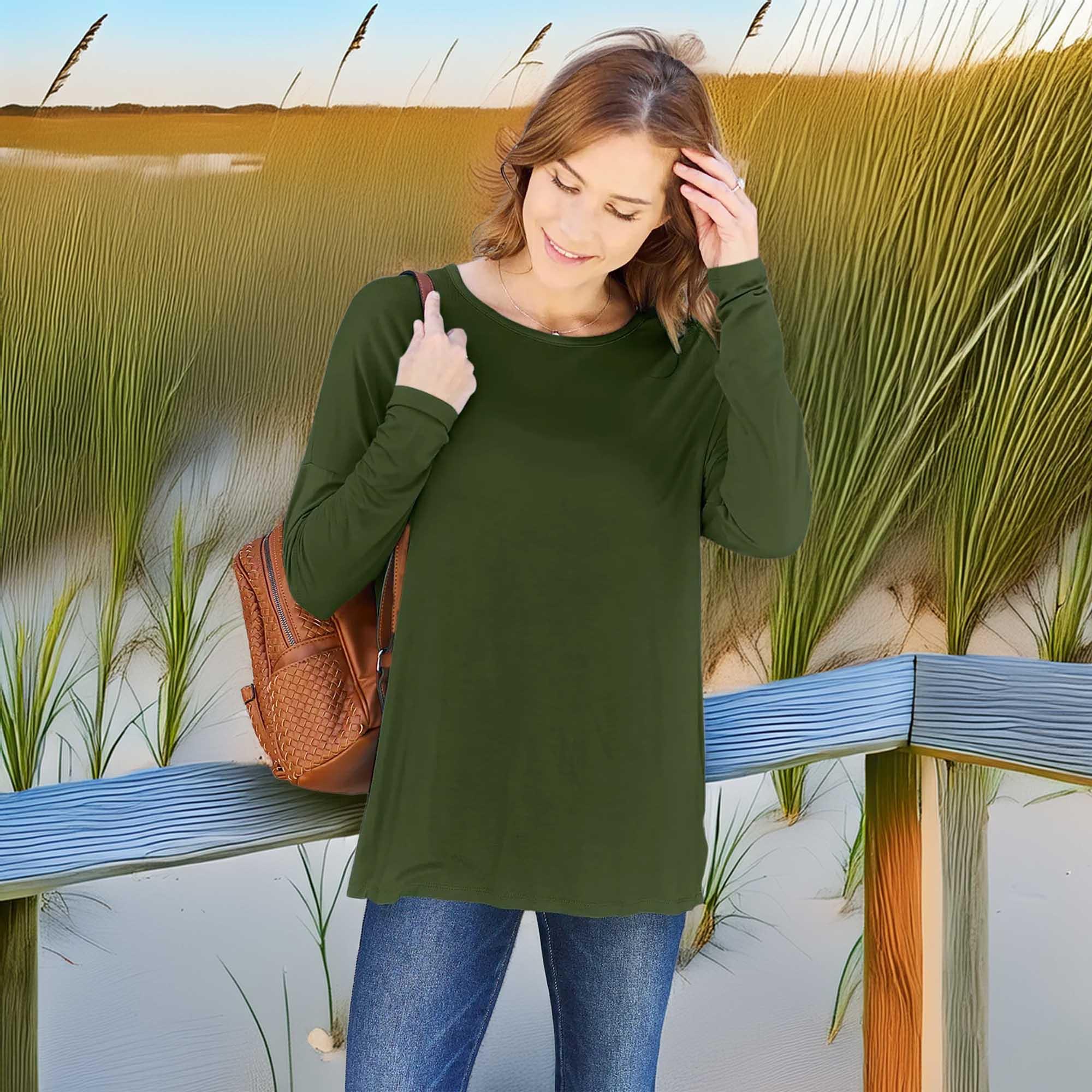 Round Neck T Shirt With Dropped Shoulder - Southern Shores Clothing
