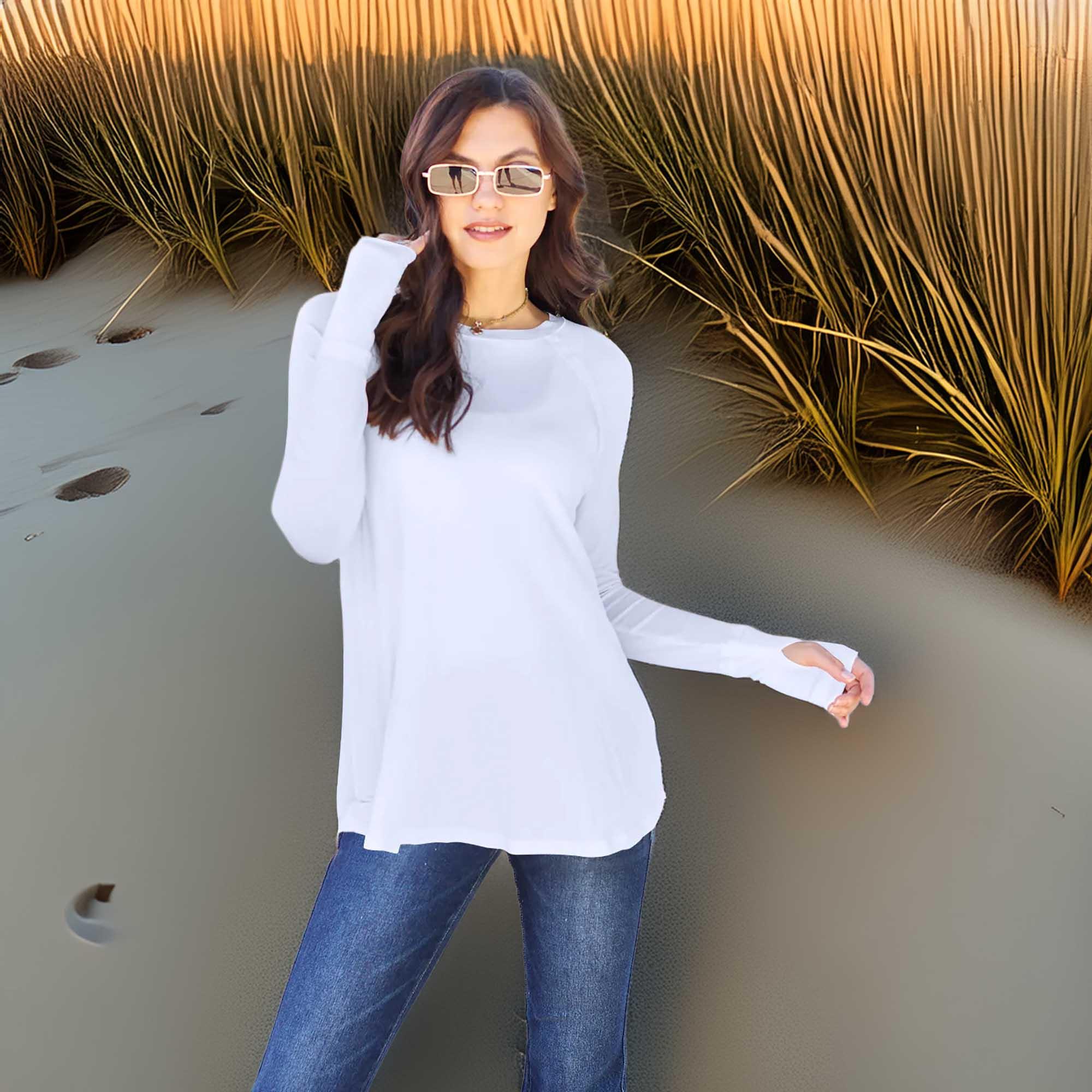 Classic Round Neck Long Sleeve T Shirt Basic - Southern Shores Clothing