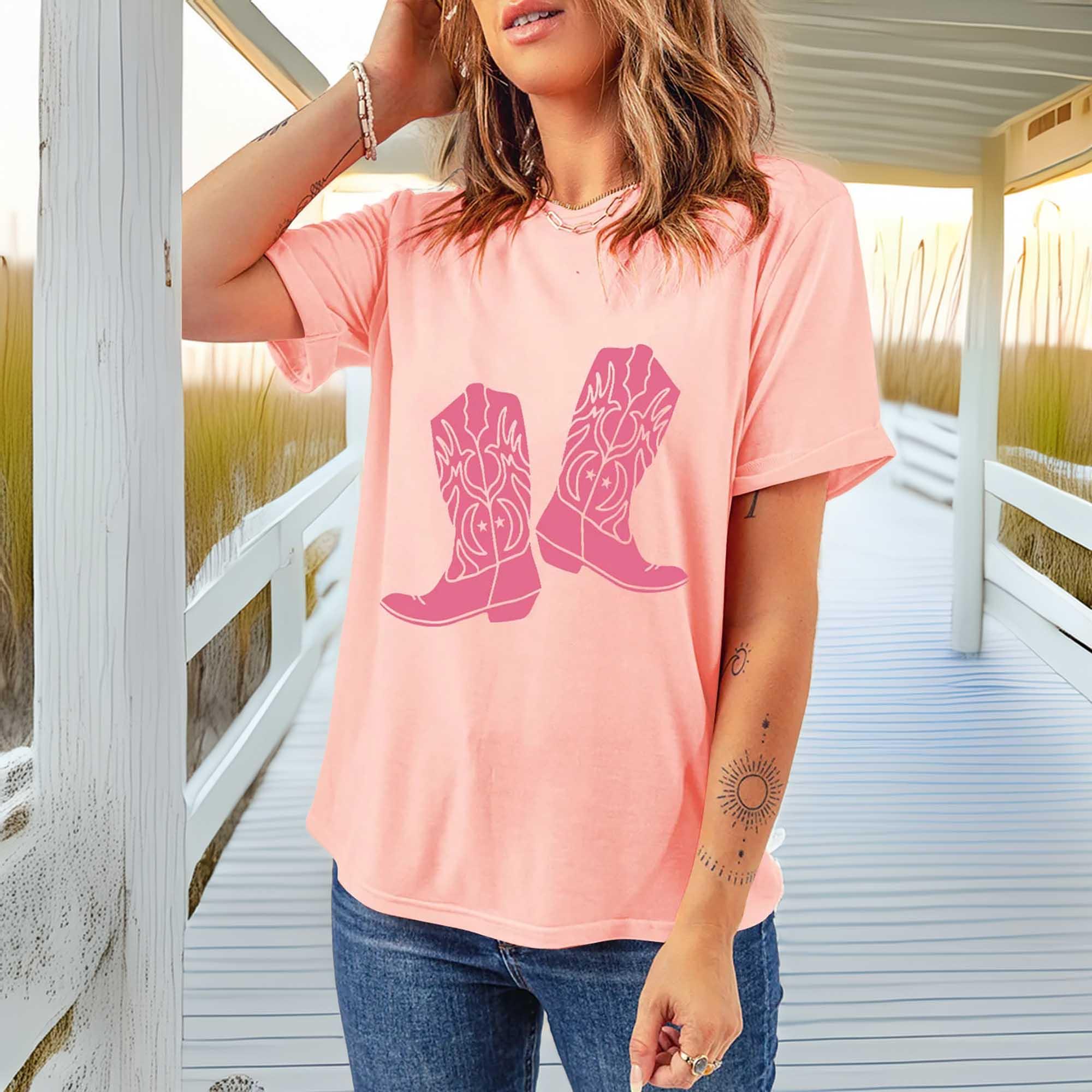 Boots Graphic Round Neck Short Sleeve T Shirt - Southern Shores Clothing