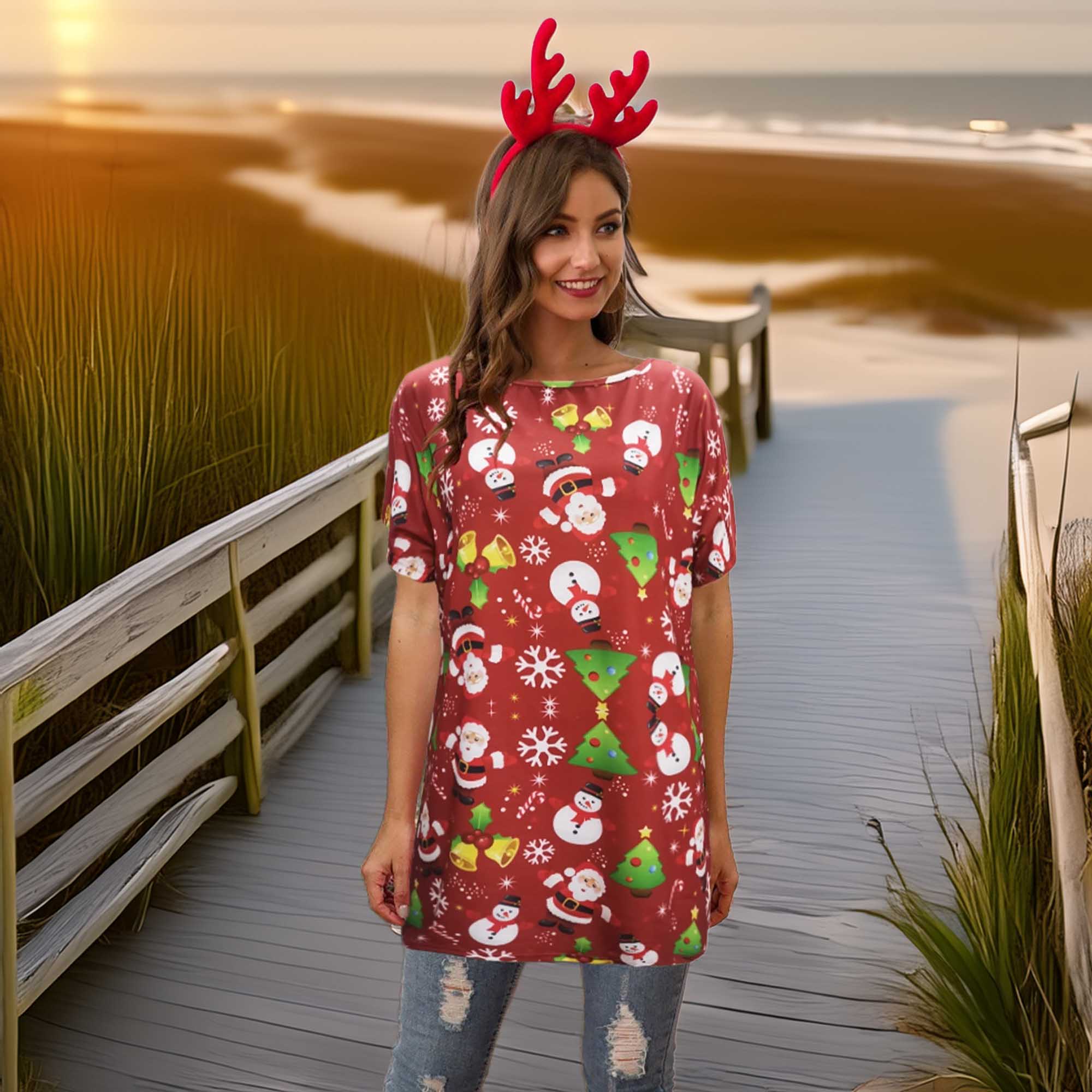 Christmas Round Neck Short Sleeve T-Shirt