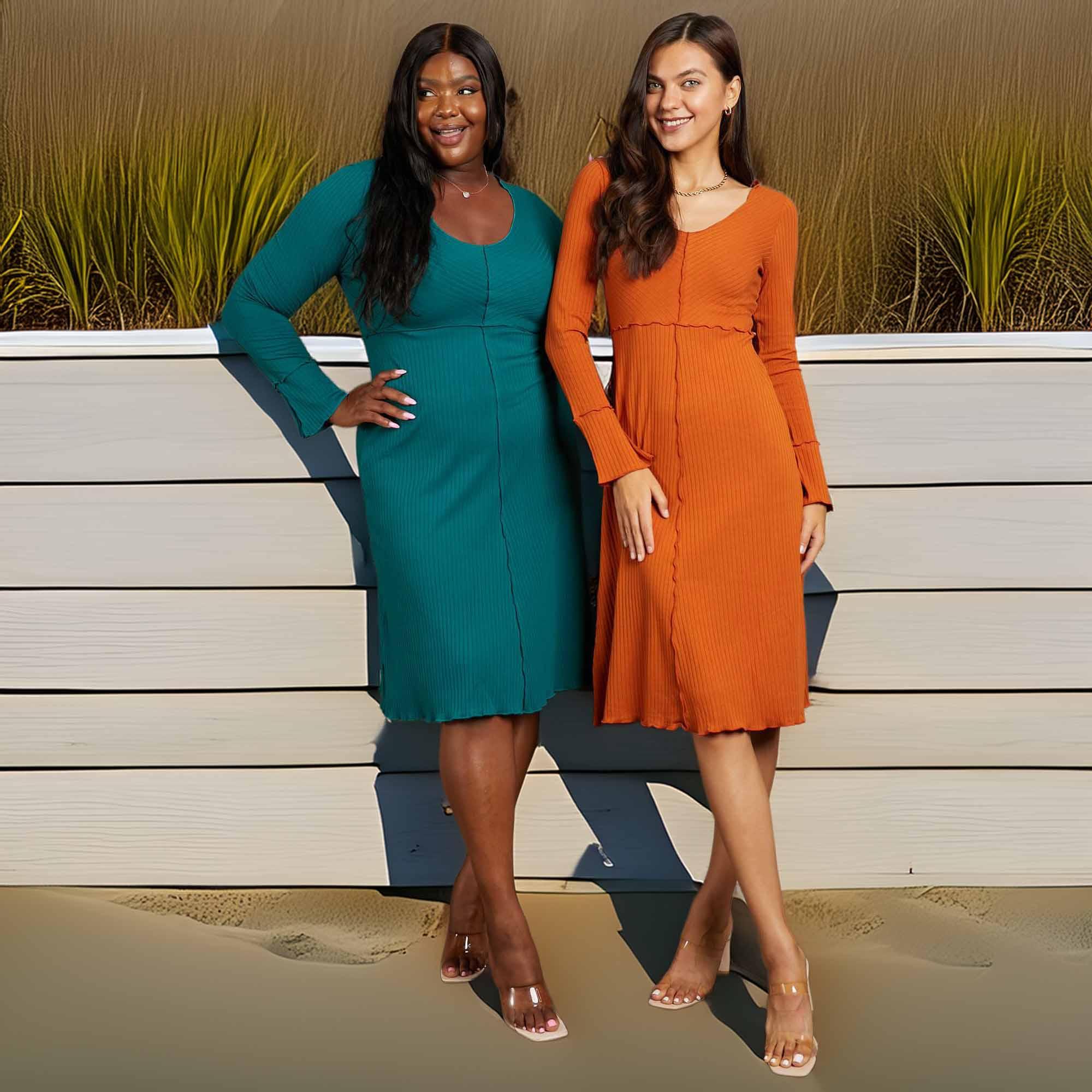 Chevron Pattern Bodycon Midi Dress With V-Neck - Southern Shores Clothing