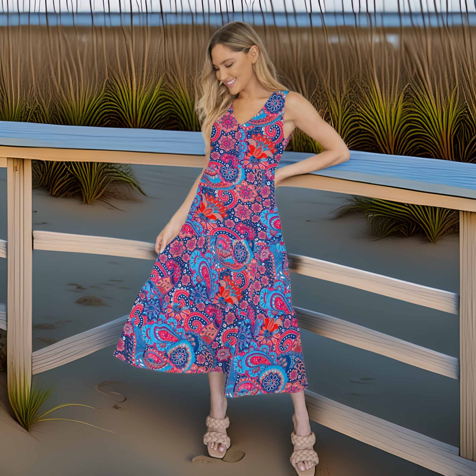 FAM-FAM_Tiered_Printed_V-Neck_Sleeveless_Dress_dup1