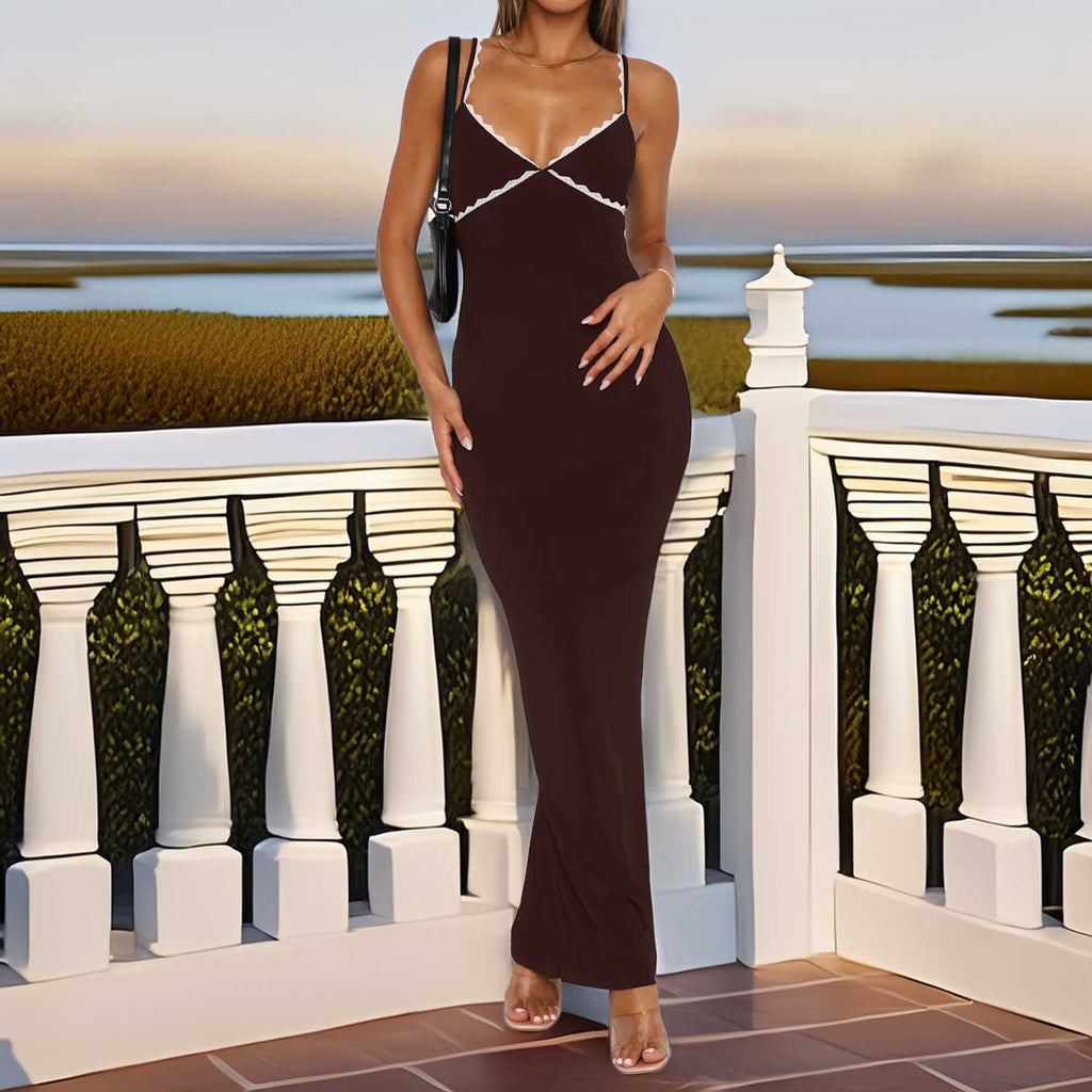 Lace Detail Slim Fit Bodycon Maxi Dress