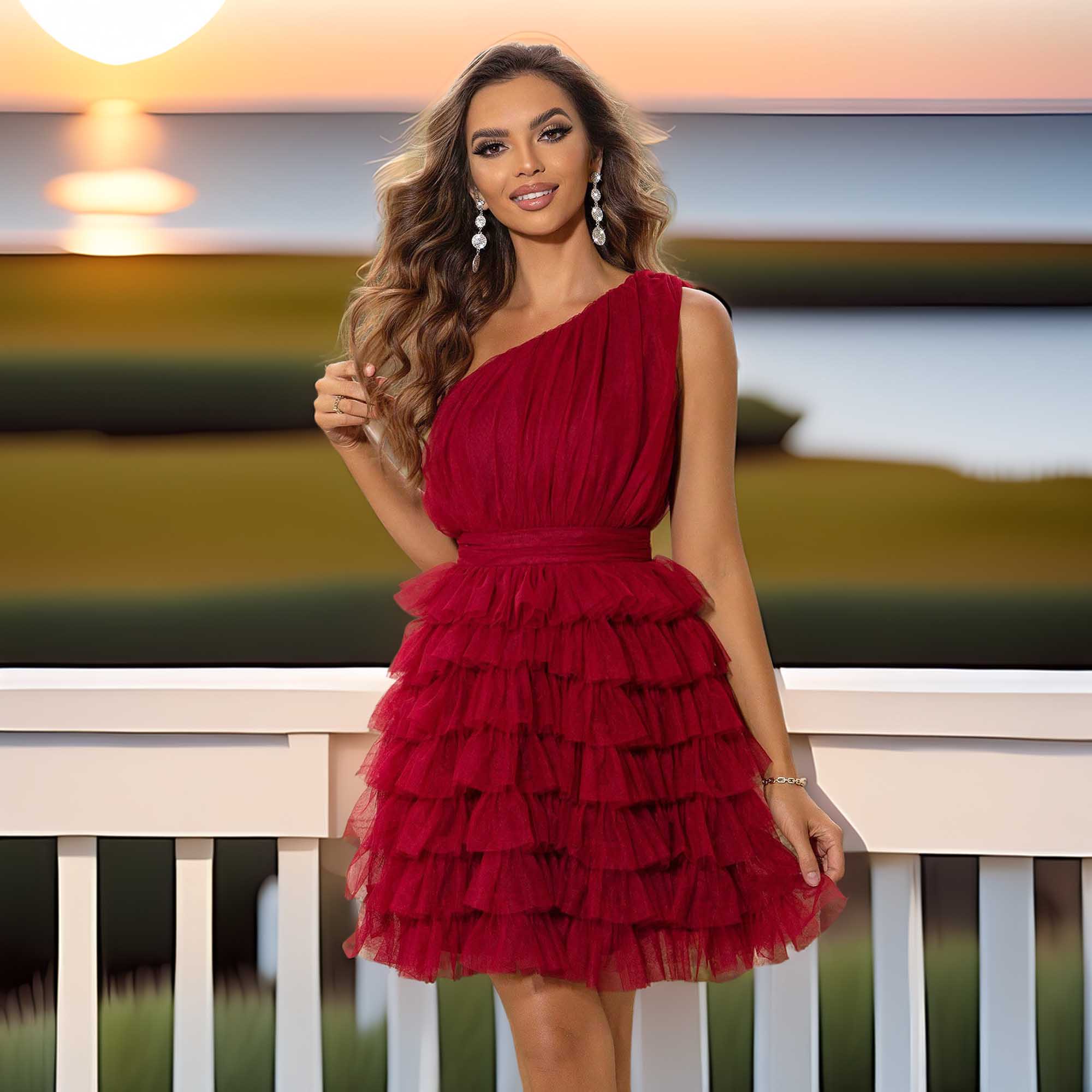 One-Shoulder Sleeveless Dress