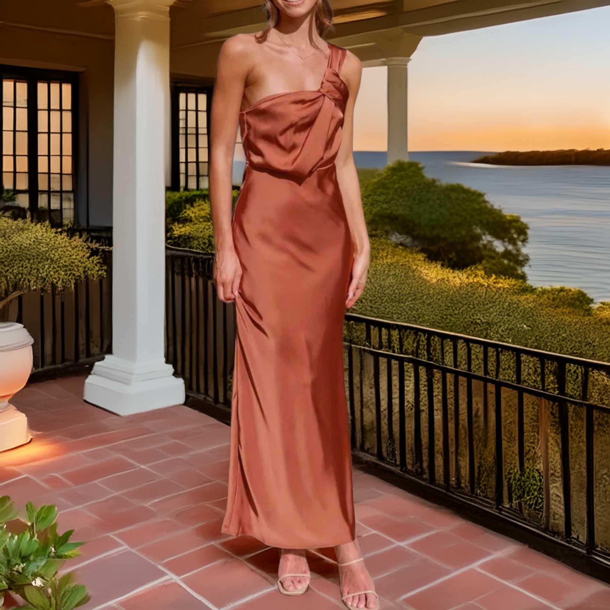 One Shoulder Sleeveless Maxi Dress Coastal Style - Southern Shores Clothing