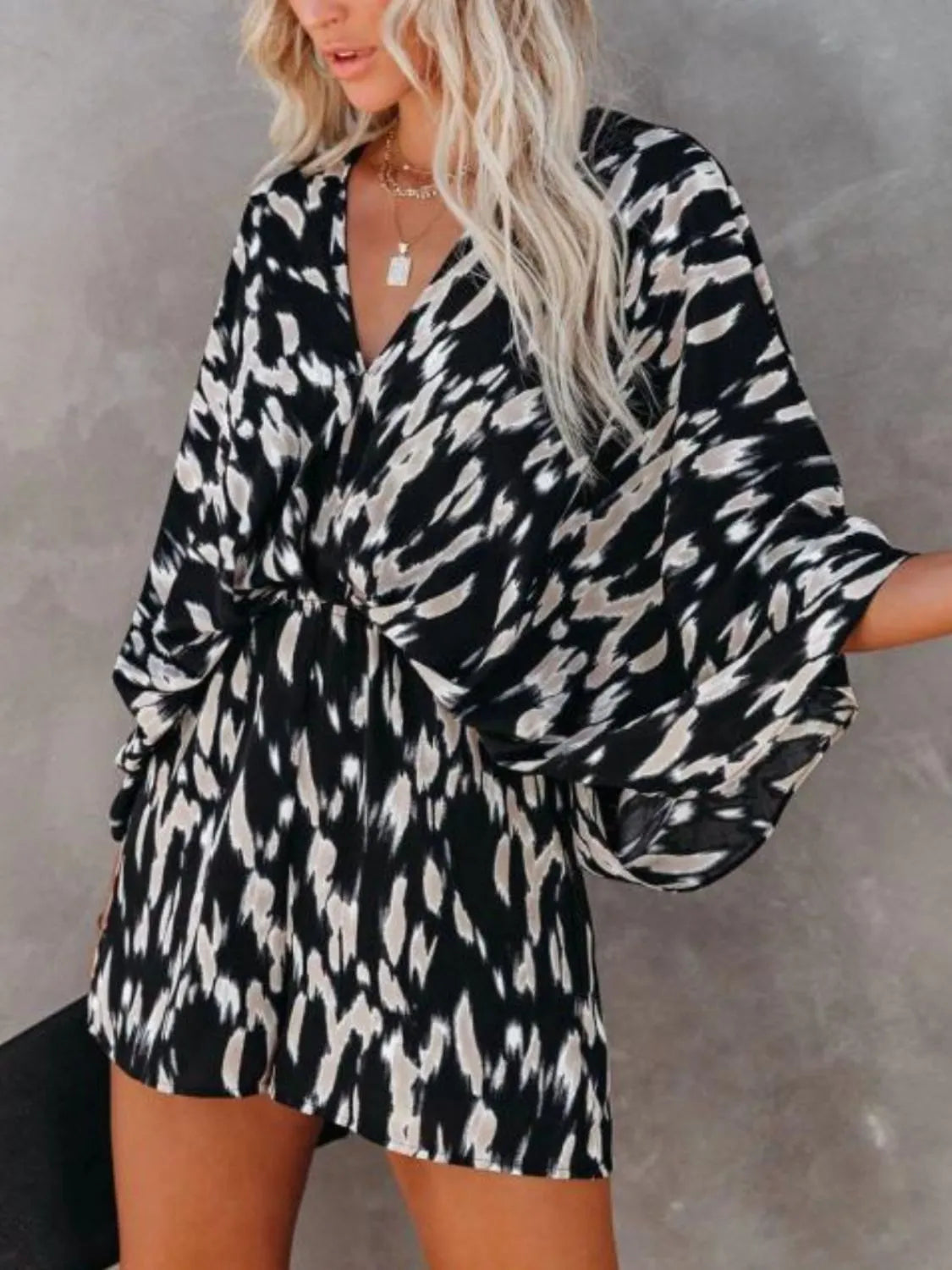 Oversized Tied-Back Printed Floral Romper