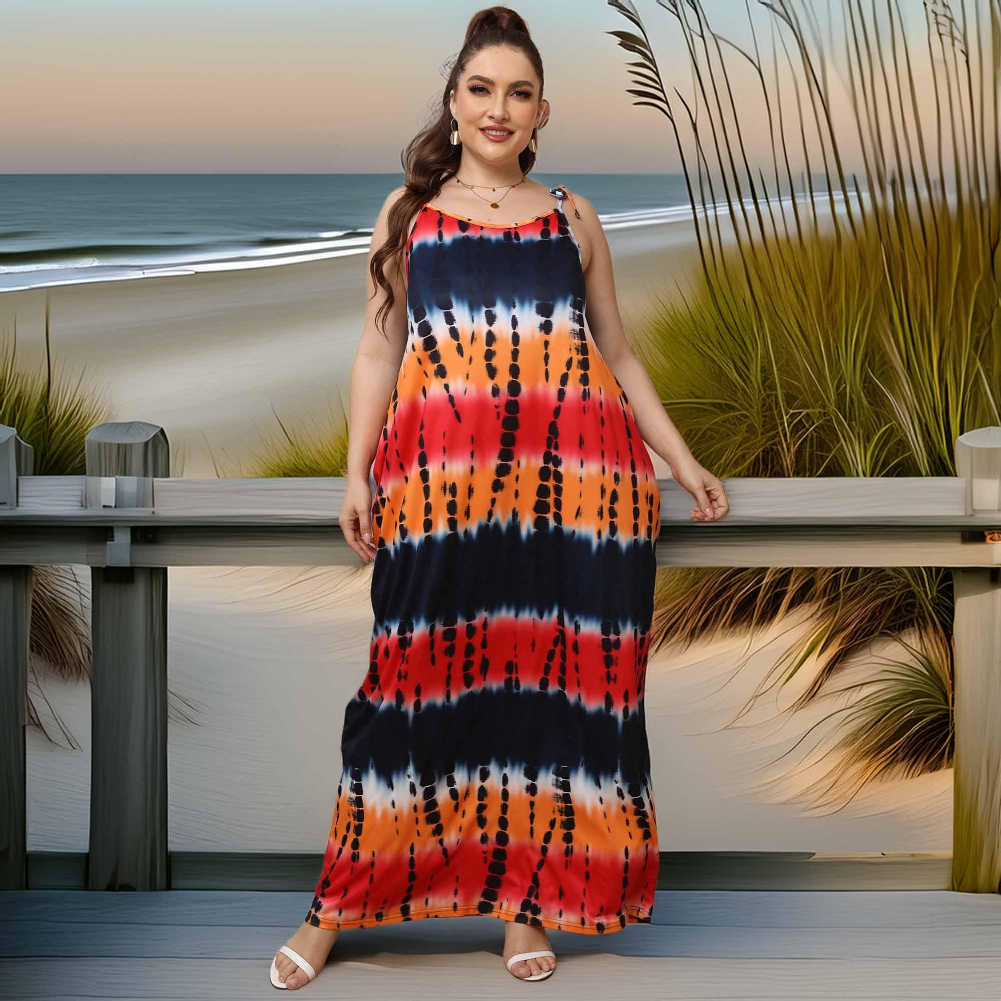 Plus Size Tie-Shoulder Maxi Dress For Coastal Outings | Southern Shores Clothing - Southern Shores Clothing