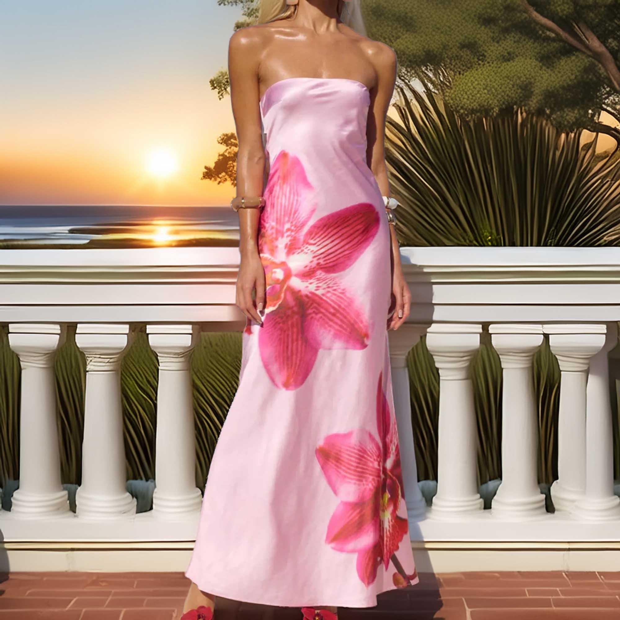 Printed Tube Maxi Magnolia Dress Sundress - Southern Shores Clothing